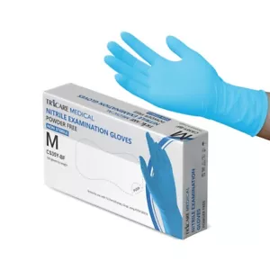Tricare Medical BLUE Nitrile Exam Gloves, Powder free & latex free, 100 per Box - Picture 1 of 13