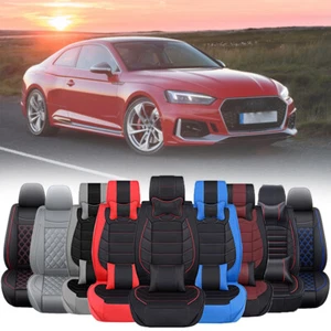 Deluxe PU Leather Car Seat Covers 2/5-Seats Cushion For Audi A3 A4 A5 A6 A7 A8 - Picture 1 of 61