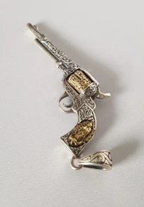 925 Sterling Silver Antique Style Revolver Gun Pendant Handmade - Picture 1 of 8
