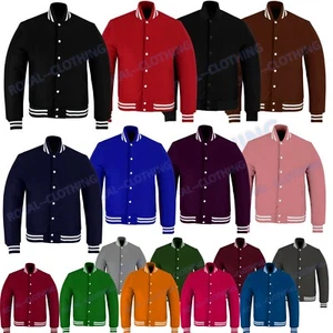 Varsity American Letterman Vintage Retro All Wool Bomber style Jacket XS~7XL - Picture 1 of 42