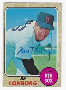 Autographed 1968 Topps JIM LONBORG Boston Red Sox card #460 w/ Show Ticket - Picture 1 of 1