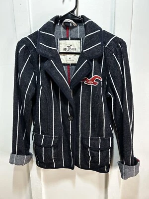 Hollister Co Pinstripe Blazer Juniors Medium Single Breasted Wool Blend - Image 1 of 4
