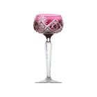 VAL St LAMBERT Crystal - 3269/17 Cut - Hock Wine Glass Cranberry - Signed