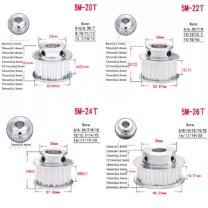 5M Timing Belt Pulley 20T-26T keyway Bore BF-type 16/21mm Belt Synchronous Wheel - Picture 1 of 9