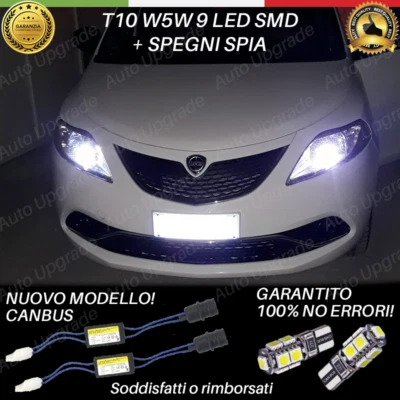 COPPIA LUCI DI POSIZIONE 9 LED PER LANCIA YPSILON T10 W5W + SPEGNI SPIA NO ERROR - Immagine 1 di 4
