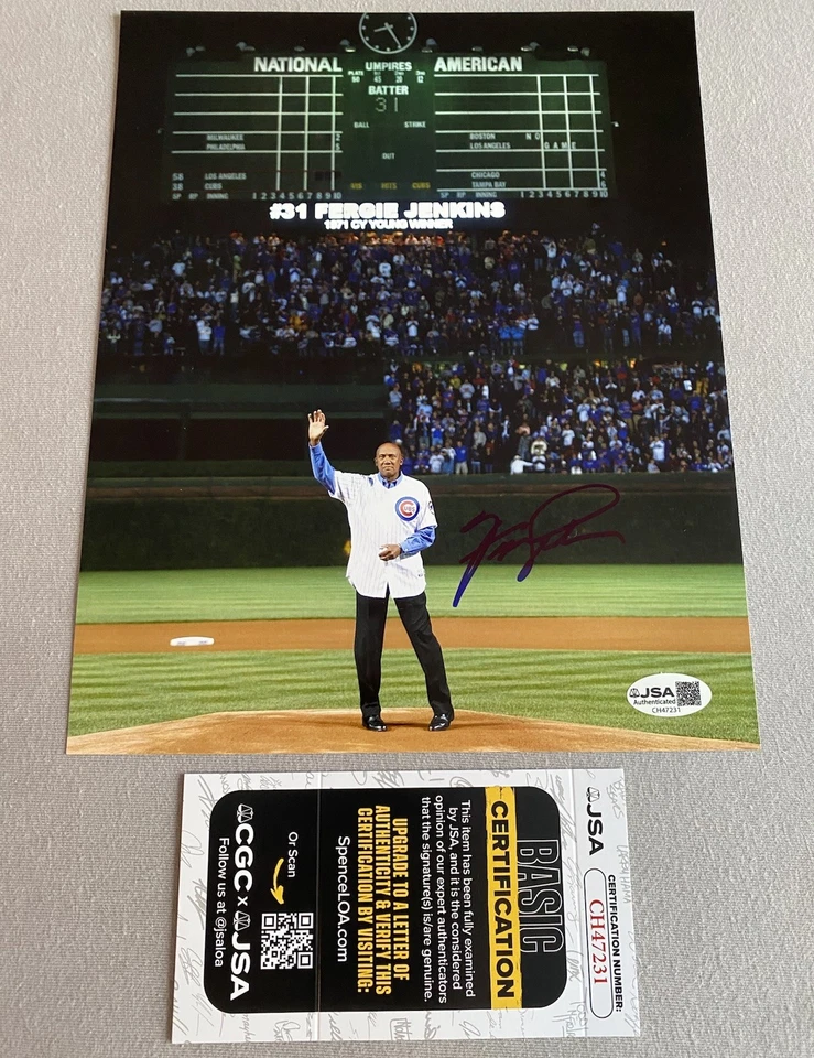 CHICAGO CUBS FERGIE JENKINS AUTOGRAPH 8x10 PORTRAIT PHOTO- JSA CH47231 - Image 1 of 1