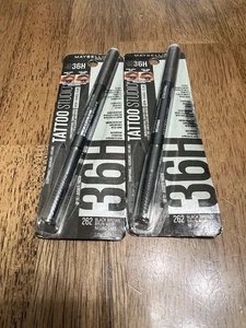 Pack de 2! Lápiz de cejas Maybelline Tattoo Studio 36H de larga duración, #262 negro marrón - Imagen 1 de 4