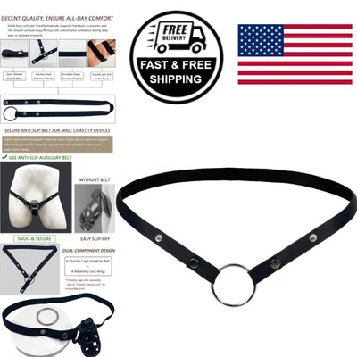 Correa de soporte de jaula de castidad cómoda de larga duración con cintura elástica negra Foto 1 de 4