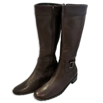 Botas de vestir de equitación Hillard & Hanson para mujer altas de cuero con cremallera lateral talla 8M Foto 1 de 4