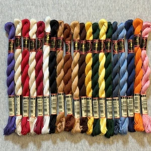 20 DMC Coton Perle Size 5 Thread 100% Cotton Assorted Colors No Repeats - Picture 1 of 5