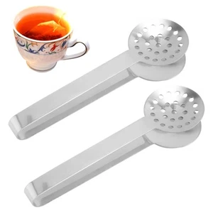 2pcs Stainless Steel Tea Bag Squeezer Tongs Premium Metal Teabag Strainers Mu... - Picture 1 of 7