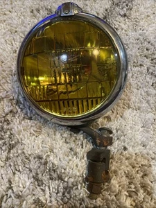 Vintage Unity Fog Light Model H-1 Yellow Lens Chicago USA Mounting Bracket - Foto 1 di 5