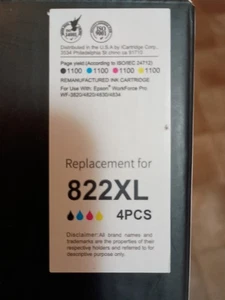822XL Reman Ink Cartridge • 4 Piece • Black Yellow Magenta Cyan - Picture 1 of 9