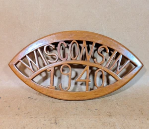 Vintage Wisconsin Badgers College Plaque Football Shield 1940 Wood - Picture 1 of 10