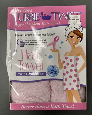 Toalha de cabelo Turbie Twist microfibra envoltório para mulheres e homens pacote com 2 rosa ~JJ4 - Imagem 1 de 4