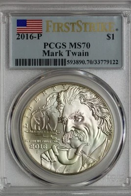 2016-P $1 Mark Twain Commemorative Silver Dollar PCGS SP-70 First Strike - Image 1 of 3