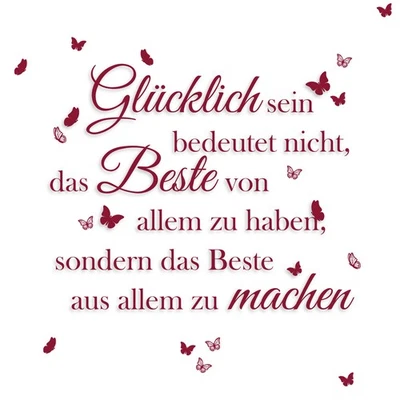 Wandtattoo Spruch: Glücklich sein Küche Wohnzimmer Aufkleber YX005 Burgunder - Bild 1 von 4