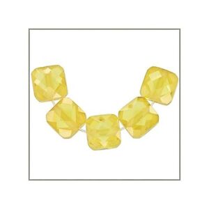 10 Cubic Zirconia Square Cushion Beads 6mm Yellow #64934