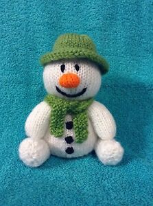KNITTING PATTERN The snowman with green hat chocolate orange cover or 15 cms toy
