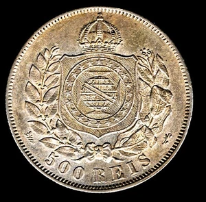 BRAZIL - 500 REIS 1867 KM# 472, HIGH GRADE - Picture 1 of 2