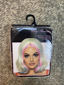 Brand New 14” Harley Bob Wig Leg Avenue A2882 New Halloween Wig Wavy Blonde Pink - Picture 1 of 4