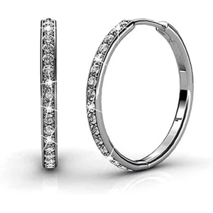 Cate & Chloe Bianca 18k White Gold Hoop Earrings with Swarovski Crystals, Female - Picture 1 of 5