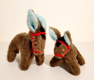 Vintage Lot of 2 Donkey Burro Stuffed Animal Plush 6.5" - 8" - Picture 1 of 6