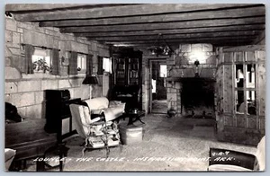 K17/ Inspiration Point Arkansas RPPC Postcard c40s Castle Lounge Interior 104 - Picture 1 of 4