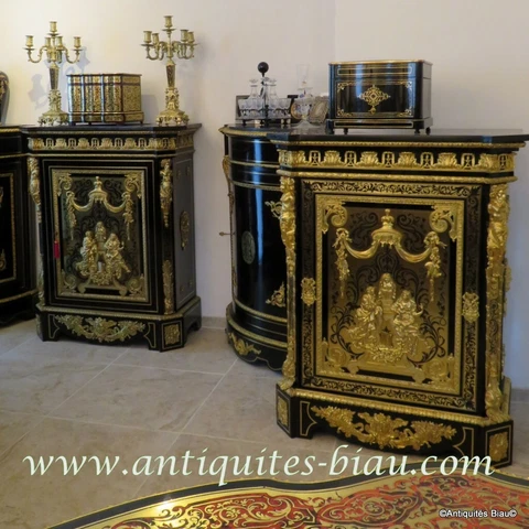 Pair of Cabinet Louis XIV stamped Béfort in Boulle marquetry 19th perfect condit Cover