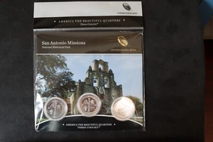 2019 San Antonio Missions America The Beautiful P D S Mint 3 Coin Quarter Set - Picture 1 of 8