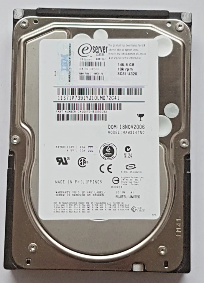 146,8 GB IBM MAW3147NC Ultra 320 SCSI 10K RPM 80PIN 8MB HDD 3,5" Disco Rigido - Immagine 1 di 1