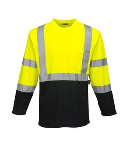 LAGUNA HI-VIS LS CONTRAST POCKET T-SHIRT YEL/BLK SIZES S-6X S398* - Picture 1 of 2
