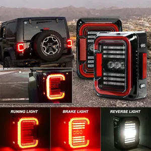 For Jeep Wrangler JK 2007-2017 2X LED Tail Lights Running / Reverse / Turn Lamps - Picture 1 of 12