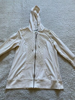 Chaqueta con Capucha Christopher & Banks Mujer Encaje Floral Manga 3/4 Crema Talla S Foto 1 de 4