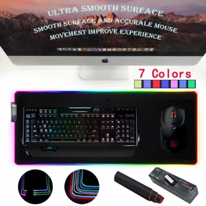 Gaming Mouse Pad RGB LED Light Computer Keyboard Mouse Mat XXL Extra Large Size - Picture 1 of 12