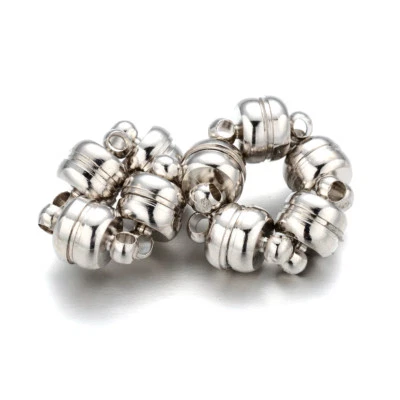 100 Sets Strong Brass Magnetic Clasps Oval Smooth Jewelry Closure Platinum 11mm - Image 1 of 4