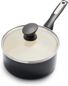Rio Healthy Keramik Antihaftbeschichtet 2 Quart Topf Topf Deckel Pfasfrei Geschirrspüler Schwarz - Bild 1 von 12