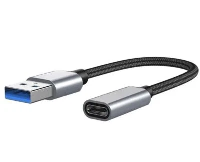 USB 3.0 A Male to USB C Female Data Charge Extension Cable | Nylon Braided 1m - Image 1 of 4