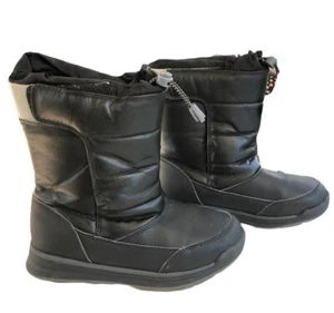 LANDS' END Black Silver Reflective Snow Winter Boots Black Kids Youth Sz 3M - Picture 1 of 7