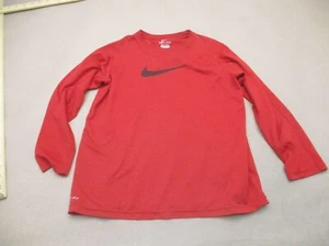 NIKE DRI-FIT Size M Boys Red Crew Neck Long Sleeve Breathable Athletic Top 213 - Picture 1 of 7