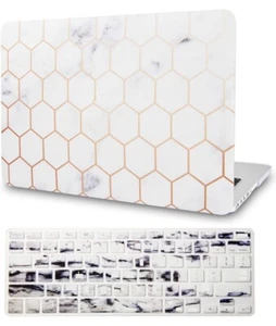 White Marble Hardcase Mac Book Pro 13" 2020 21 22 A1706 A1708 A1989 A2159 - Picture 1 of 6