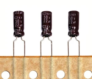 100pc Electrolytic Capacitor KY 22uF 50V +105℃ 5000hr Nippon Chemi-Con 5x11mm * - Picture 1 of 5