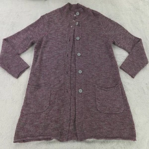J Jill Sweater Womens Large Purple Marled Knit Cardigan Longline Wool Alpaca - Picture 1 of 15
