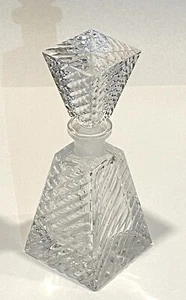 Vintage Tall Geometric Cut Crystal Perfume Bottle with Stopper - Picture 1 of 6