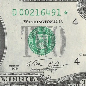 1976 Two Dollar Cleveland Star Note D00216491* Bicentennial - Picture 1 of 11