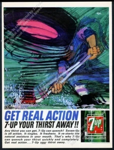 1964 7UP Bob Peak arte de hockey 7-UP anuncio impreso vintage - Imagen 1 de 7