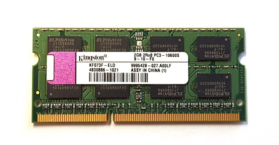 Kingston 2GB PC3-10600S DDR3-1333MHz Laptop Memory 9995428-027 KF073F-ELD - Image 1 of 1