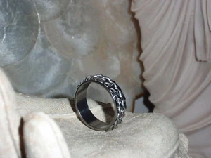 Stainless Steel Men's Spinner Thick Silver Chain Ring - Picture 1 of 11