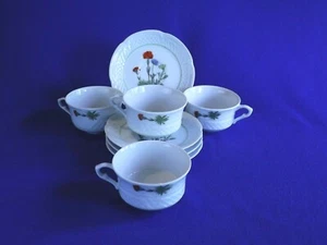 Set of 4 BERRY HAUTE PORCELAINE  Cups and Saucers Lourioux France  - Picture 1 of 3