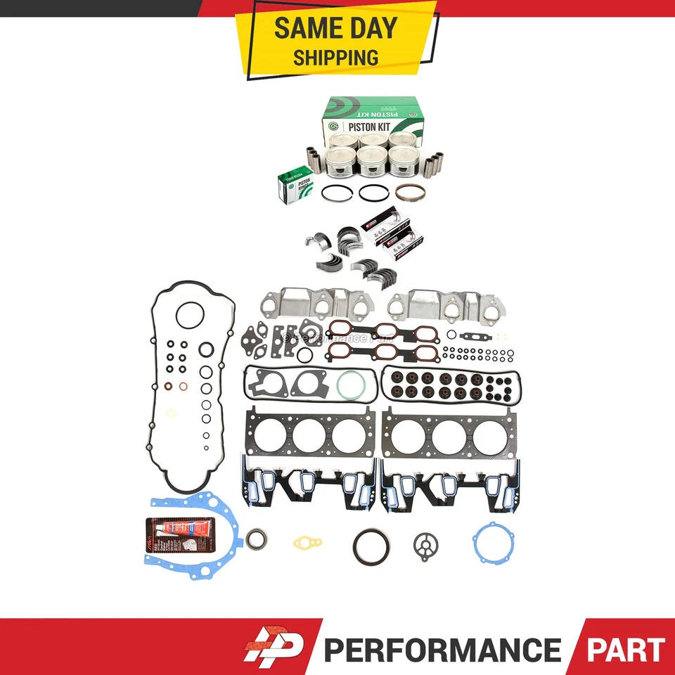 Juego completo de juntas cojinetes de pistones aptos para 96-05 Chevrolet Pontiac Buick 3.4 OHV VIN E Foto 1 de 4